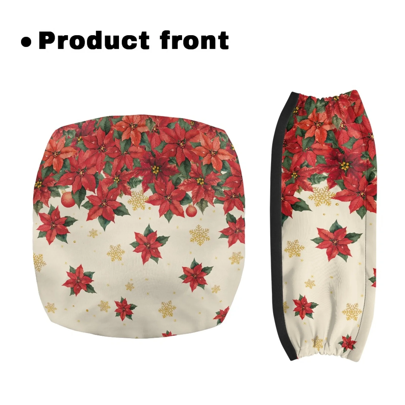 Coloranimal Poinsettia Snowflake 2 Pcs Rollator Seat Cover Set Polyester Fabric Rollator Walker Seat and Back for Senior Ladies