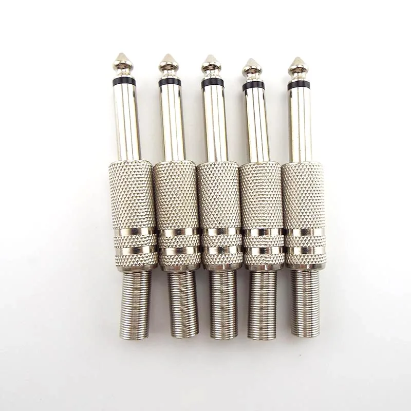 2/10pcs 6.35mm Male Mono channel Amplifier Plug adapter Connectors Monaural Jack Audio Cable Microphone accessories plugs