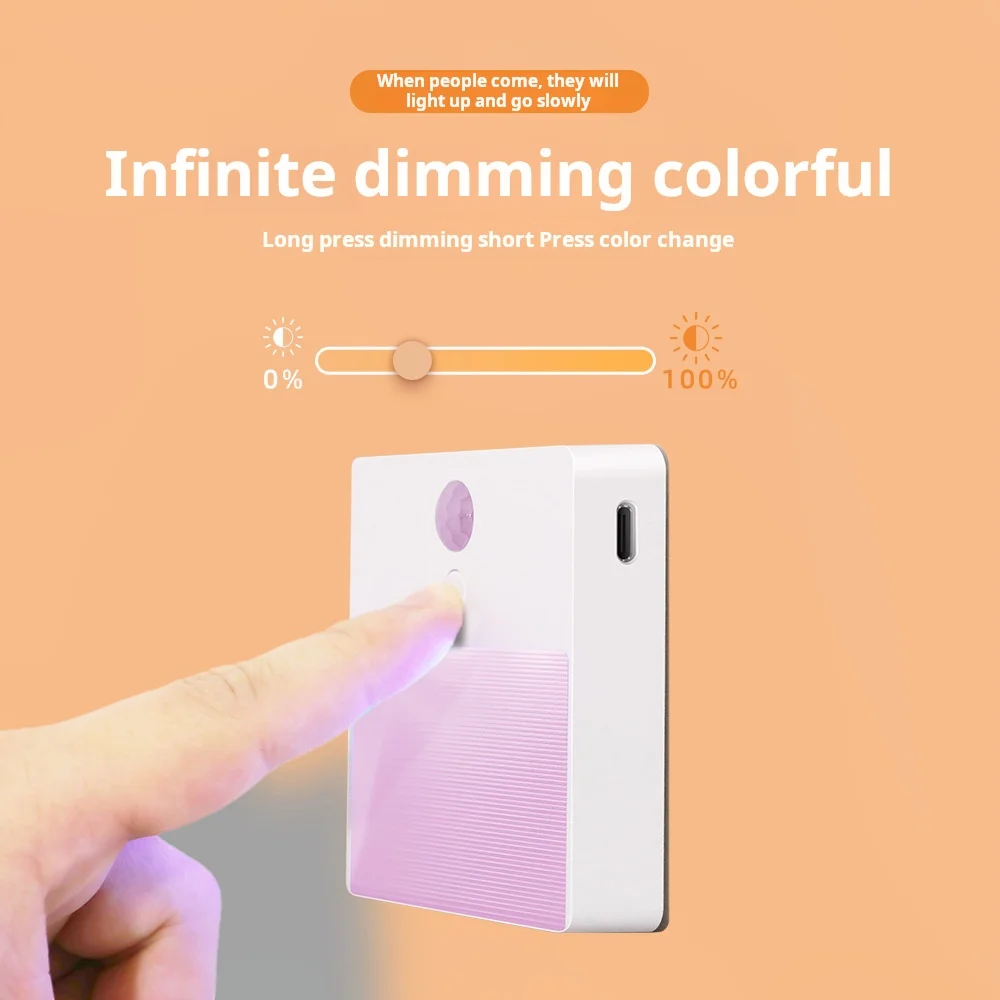 Colorful LED Smart Human Body Sensor Night Lights Emergency Automatic Lighting USB Charging Wireless Magentic Suction