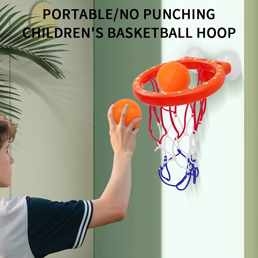 Aro de baloncesto no perforado para niños, estante de lanzamiento de baloncesto interior, juguete de pelota para jugar en el agua, mini aro de baloncesto + 3 pelotas