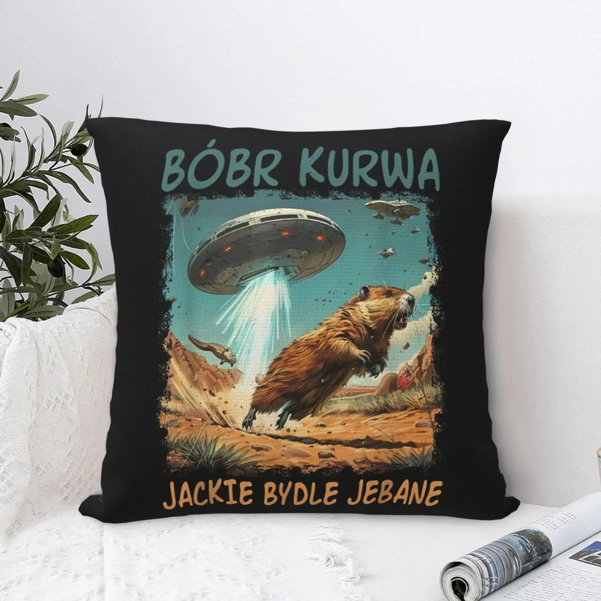 Bober Bobr Kurwa Square Pillow Cases Cushion Cover Vintage Polyester Decorative Pillowcase for Home 40*40cm