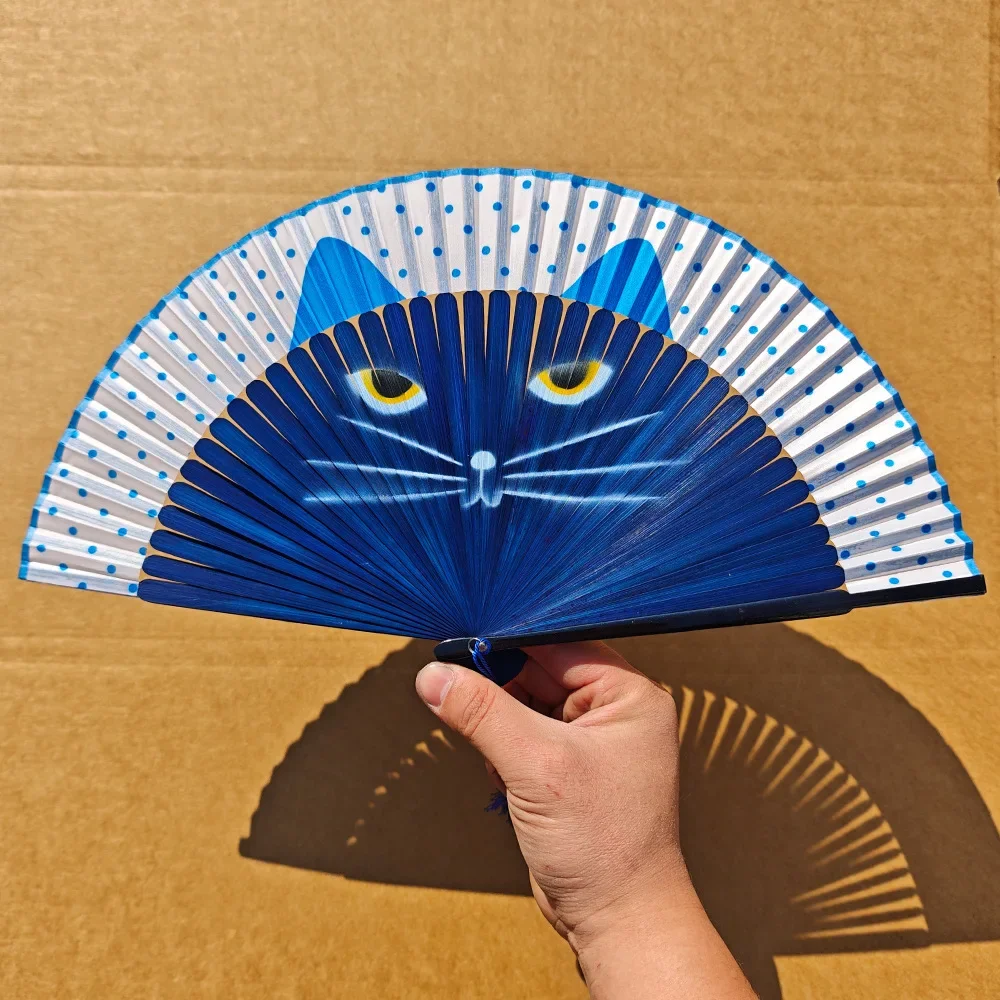 Meow Ventaglio pieghevole Ventagli a mano per gatti in cartone Ventaglio portatile Artigianato Regali Ventagli di bambù giapponesi Puntelli per spettacoli di danza Decorazioni per la casa
