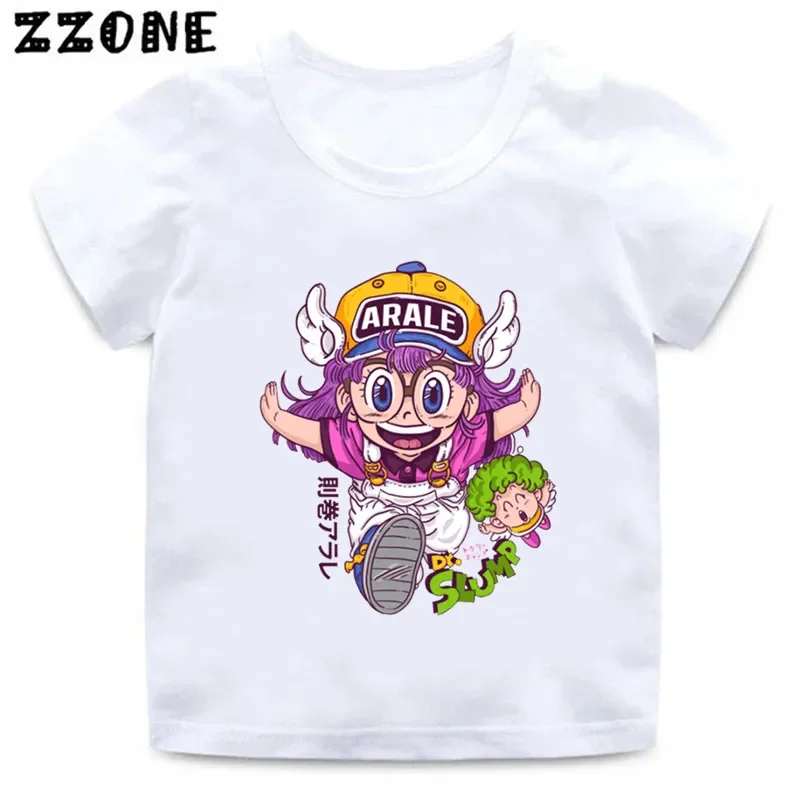 Anime Arale Dr Slump Print Cartoon Kids T-Shirts Cute Girls Clothes Baby Boys Short Sleeve T shirt Summer Children Tops,ooo5110