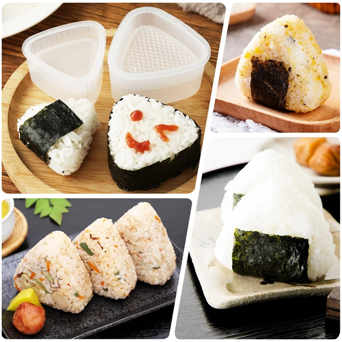 Molde de forma Triangular para Sushi, marco de bola de arroz Onigiri, herramientas de decoración de alimentos, 2 piezas