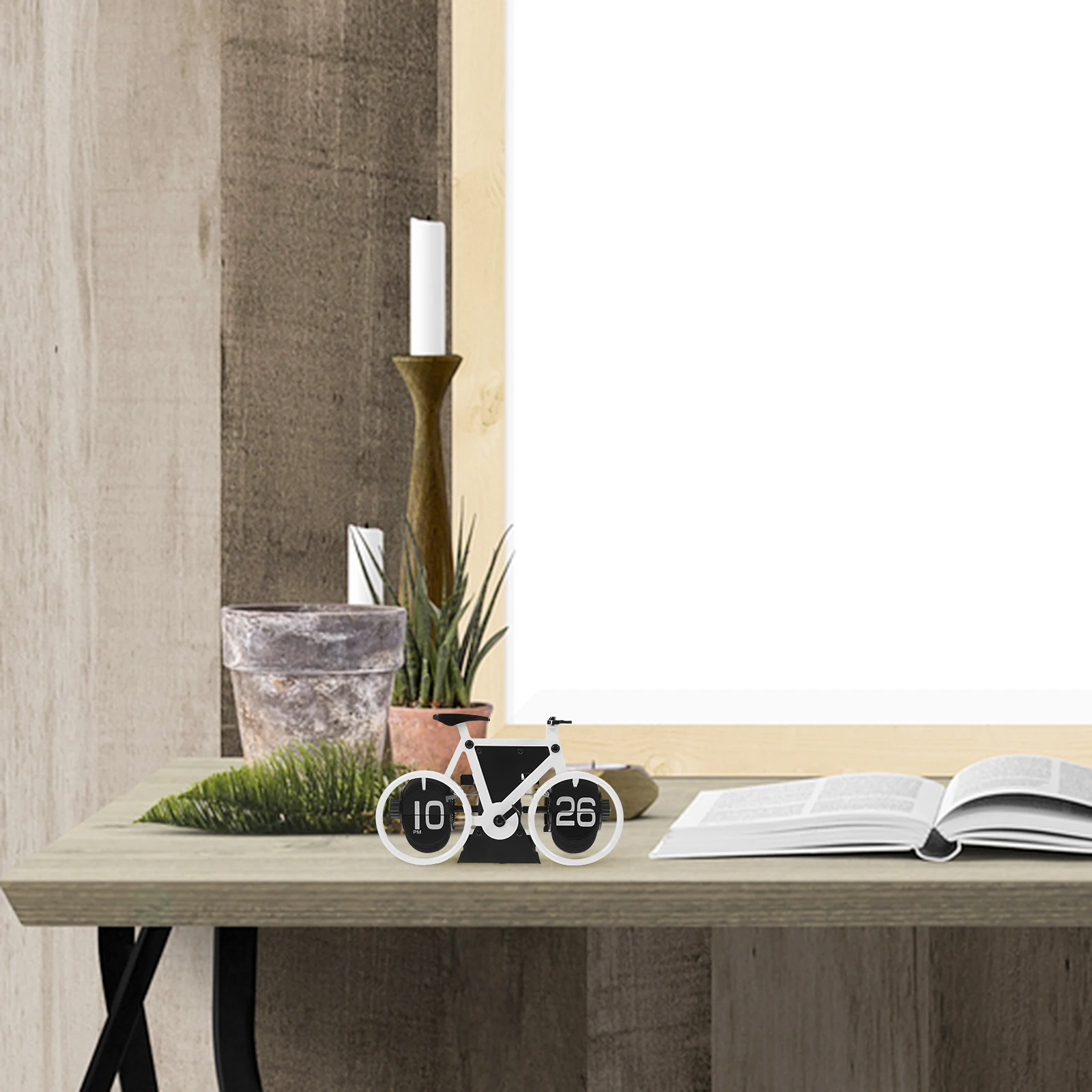 

1pc Retro Bicycle Clock Style Desktop Decorative Office Home Ingenious Design Alarm Function Metal Construction
