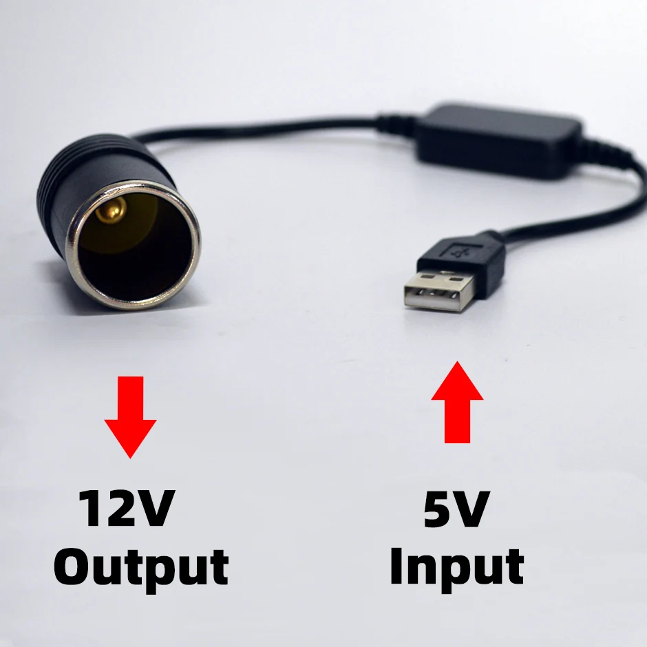 5V To 12V Converter Cable Extender USB or Type C Chargers To Cigarette Lighter Socket Power Adapter Electronics  Accessories