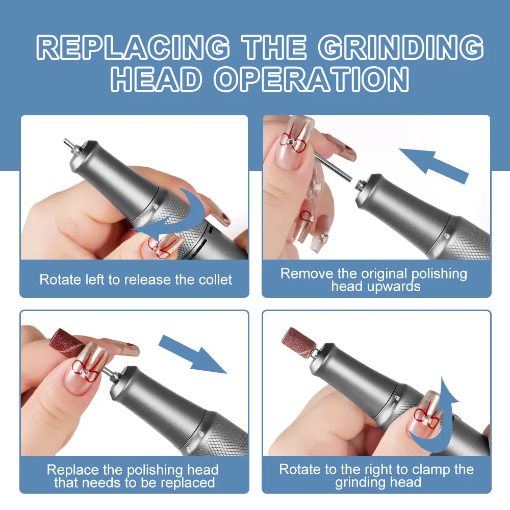 35000RPM Electric Nail Drill Machine Professional Nail Drills for Gel Nails Polish Rechargeable Portable Nail File Manicure Tool