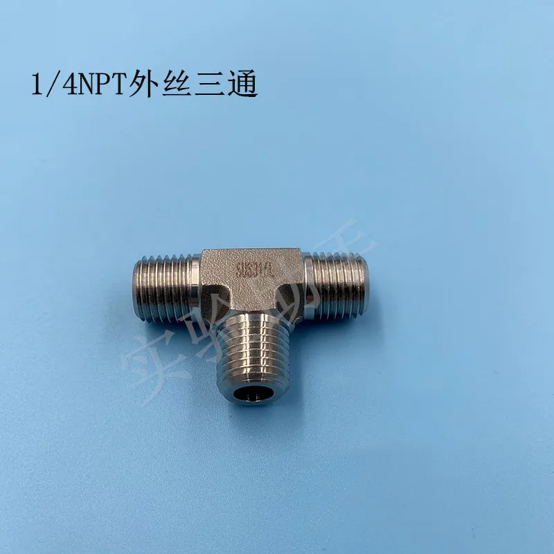 316 Stainless Steel Reducing Tee, Pressure Gauge Mounted Tee 1/4NPT Inner Wire Transmitter Tee Connector Thread