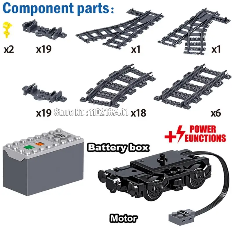Ql0313 1464 قطعة تعمل بالبطارية الكهربائية الرجعية قطار السكك الحديدية المسار السكك الحديدية اللبنات لعبة الطوب