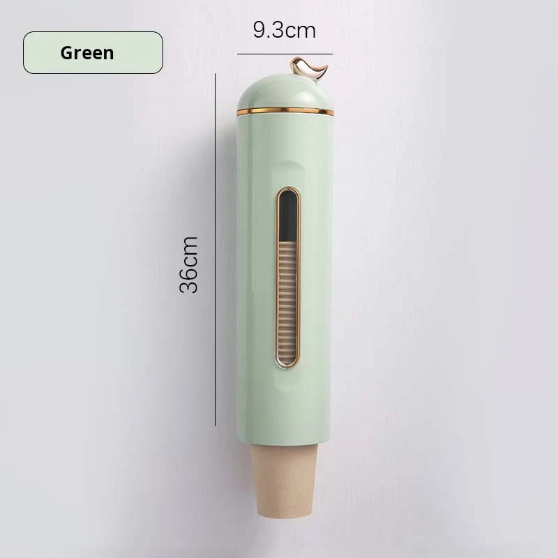 موزع أكواب للاستعمال مرة واحدة، موزع حامل أكواب الماء من نوع السحب مع نافذة شفافة لمكتب المطبخ المنزلي (أخضر)