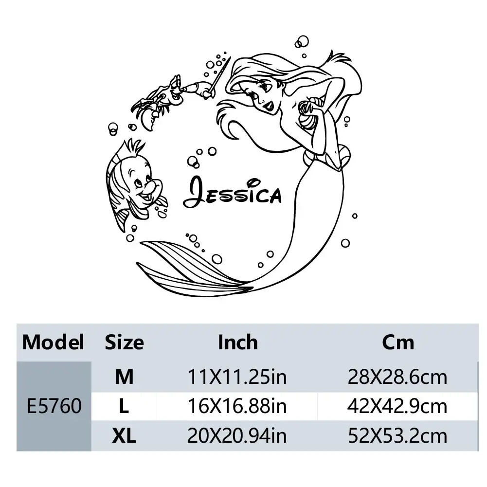 1PC Excellent Mermaid Customized Name Decal Removable Vinyl Mural Poster Study Room Waterproof Wall Art Decal view 2