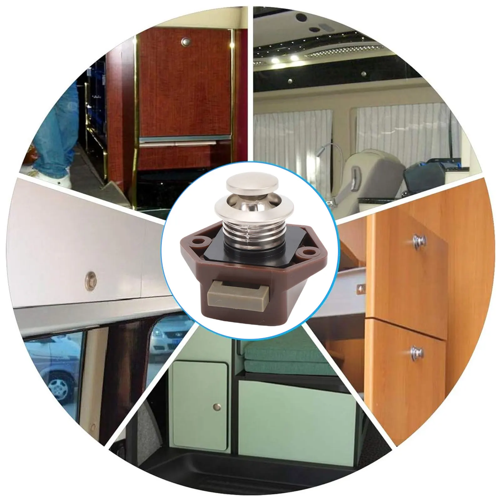 Push Button  Elegant Multipurpose RV Keyless Cupboard Door Knob  for Motorhome Home Yachts RV Push Button