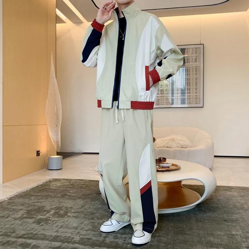 

Новый модный мужской спортивный костюм-двойка в корейском стиле (куртка + брюки) для весны-осени 2026 года, для досуга, бега и фитнеса