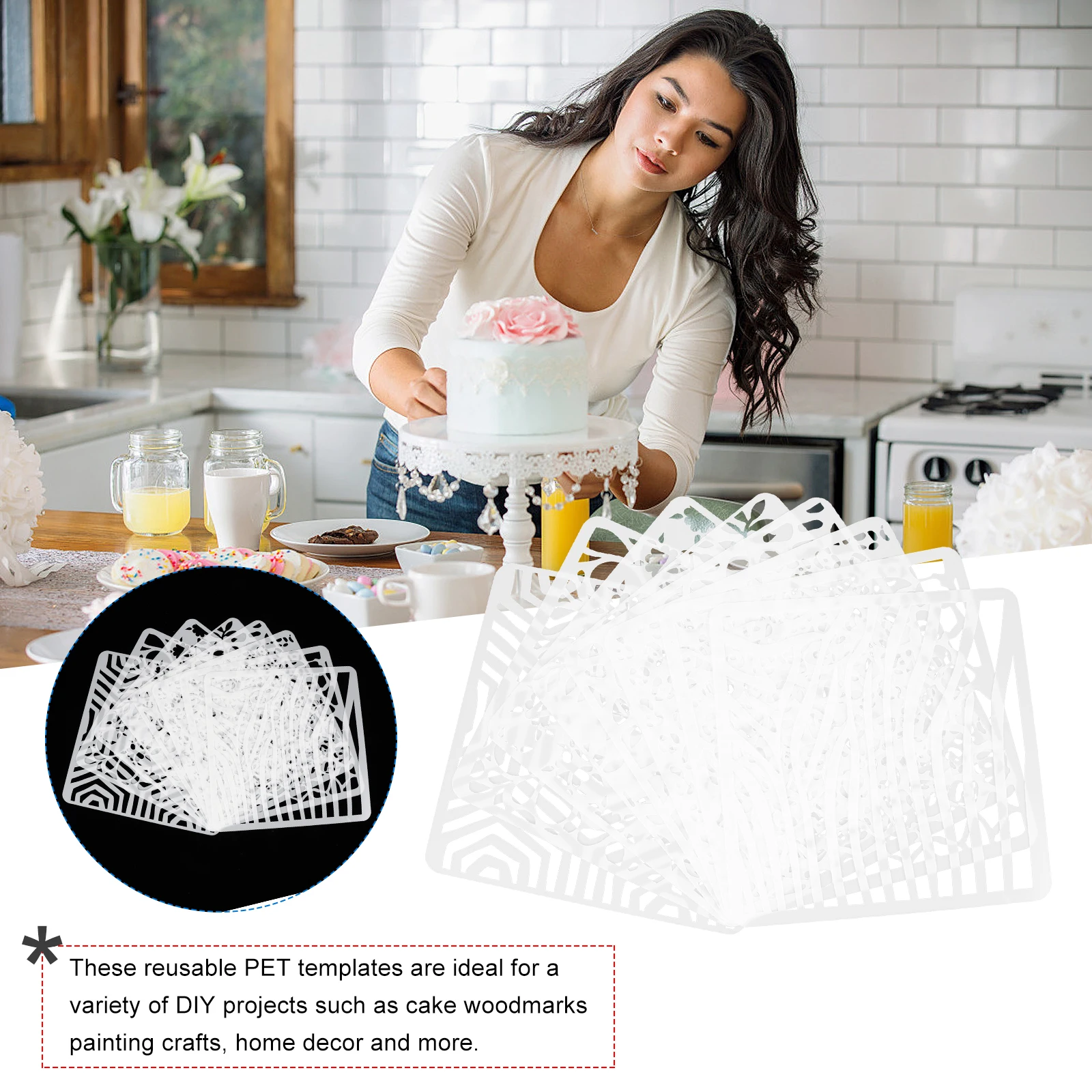 

Painting Template Crafts Stencils Reusable Hollow DIY Cake Art Templates Flexible Clean Break Resistant Designs