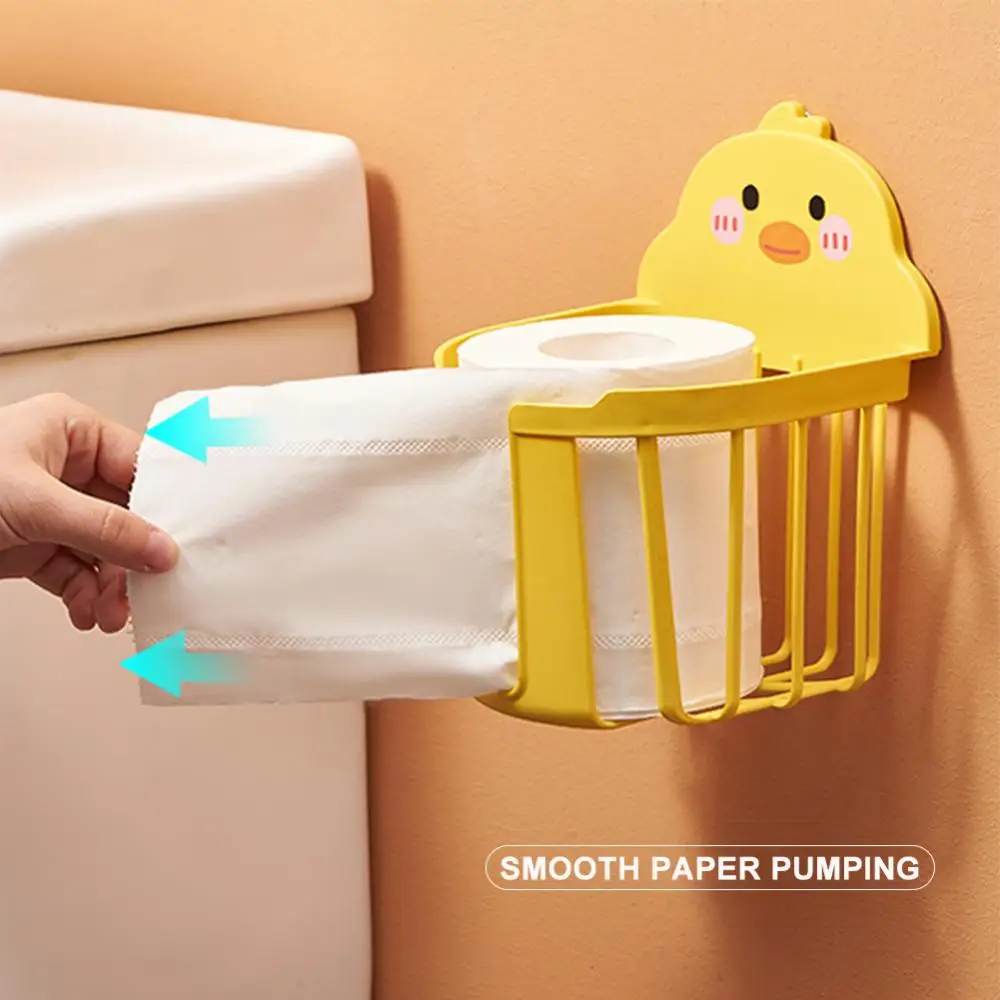 Tissue Box Cartoon Wall-mounted Little Yellow Duck Home Decoration Paper Dispenser Plastic Shelf Car Tissue Boxes Napkin Holders