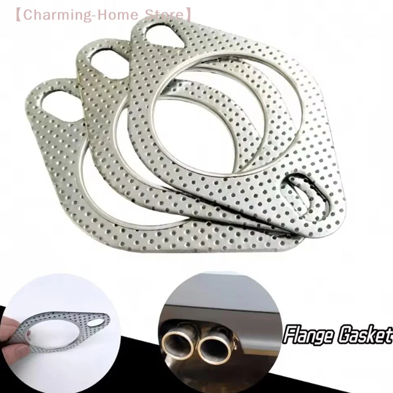 【M】1Pc High Temp Reinforced Exhaust Flange Gasket Universal Fit For Car Muffler Pipe Sealing Pad Durable