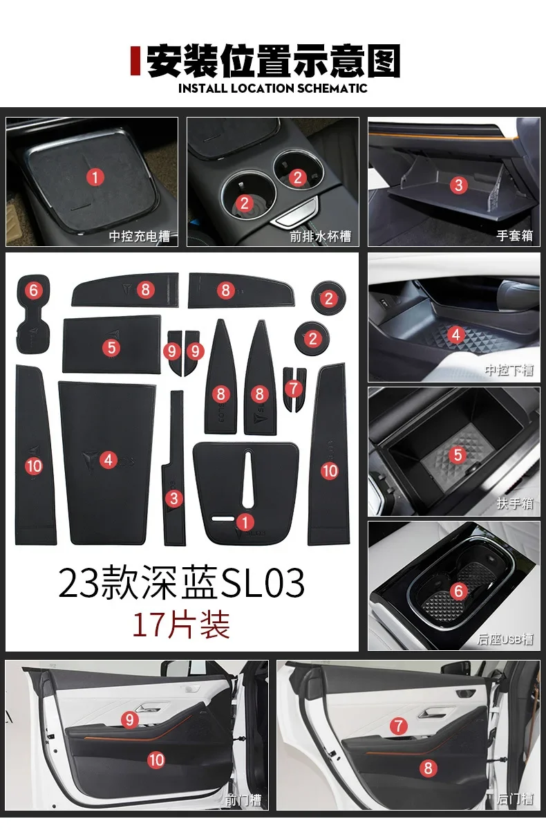 Car Door Groove Mat Cup Mat for Chang'an DEEPAL SL03 2023 Center Console Storage Box Mats Auto Gate Slot Cup Holder Pad image 6