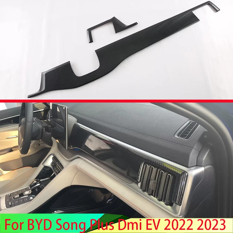 For BYD Song Plus EV DMI 2022 2023 Car Accessories Carbon Fiber Style Center Console Panel Left And Right Air Outlet Decoration