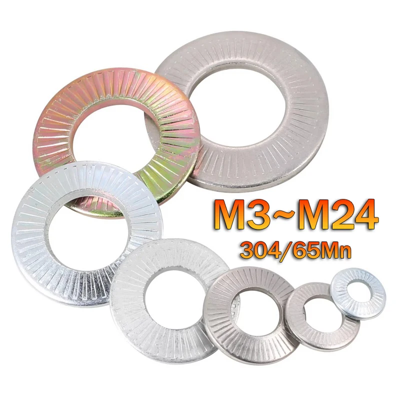 2-100pcs M3 M4 M5 M6 M8 M10 M12 M16 M18 M20 M24 NFE25-511 Disc Spring Serrated Lock Washer Conical Knurled Elastic Gasket