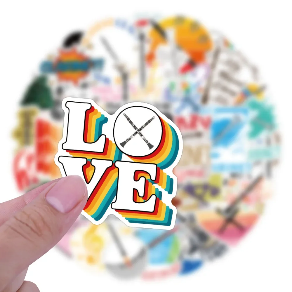 50 قطعة أدوات الكلارينيت ملصقات الكتابة على الجدران مواد حفظ الكتب الزخرفية أكواب أجهزة الكمبيوتر المحمولة ملصقات ألعاب الأطفال بالجملة #4