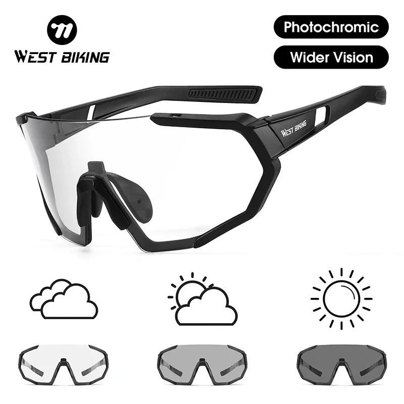 

WEST BIKING Photochromic Cycling Glasses HD UV400 Road MTB Bicycle Sunglasses Outdoor Sports Riding Goggles Frame Myopia Eyewear