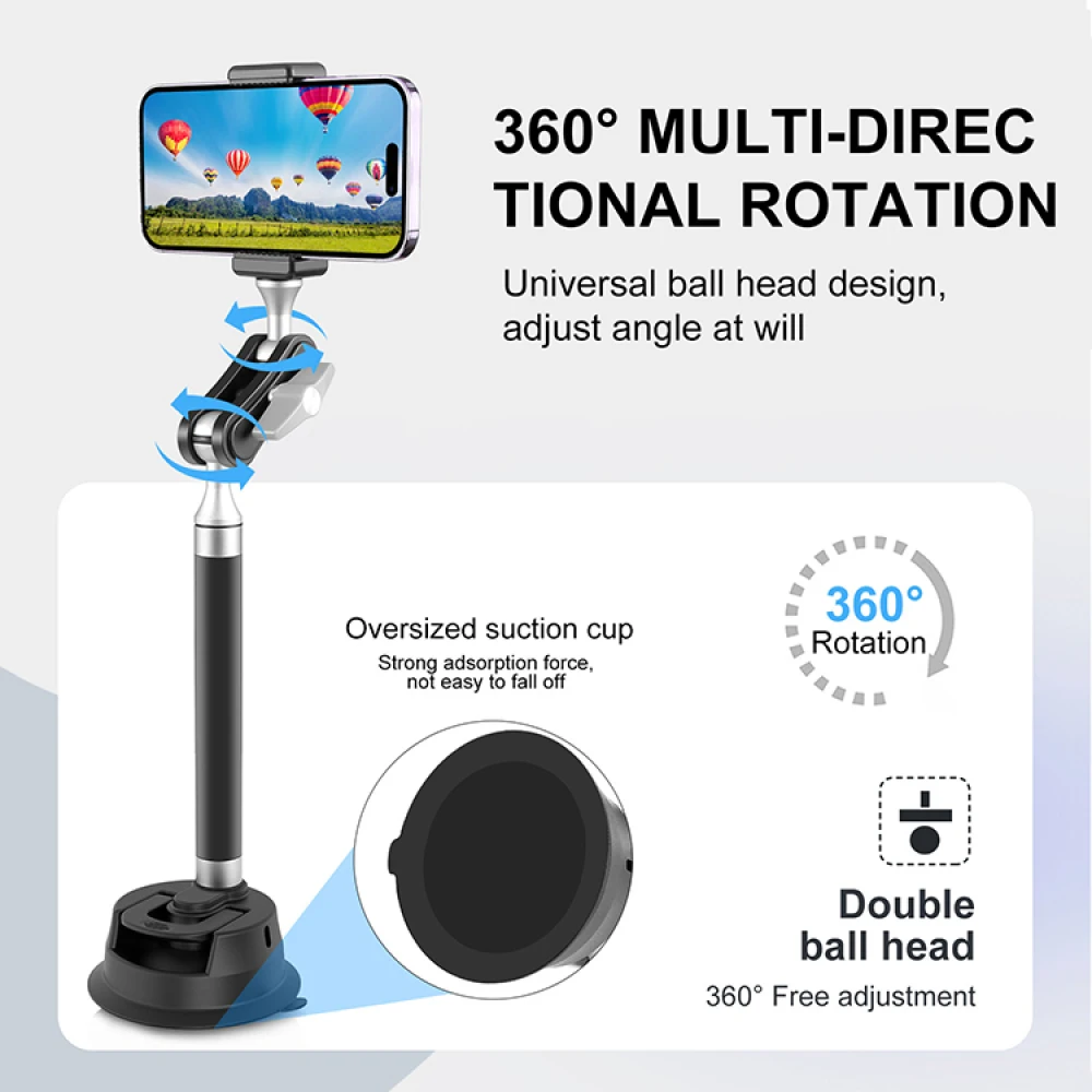 Автомобильный магнитный держатель для телефона с зажимом на присоске, универсальный винт 1/4, двойной шаровой адаптер, кронштейн для телефона Osom Pocket/Action