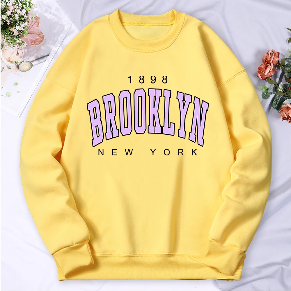 1898 Brooklyn New York Printing Tracksuit Women O-Neck Warm Comfortable Hoodie Casual Daily Sweatshirts Classic Fashion Hooded