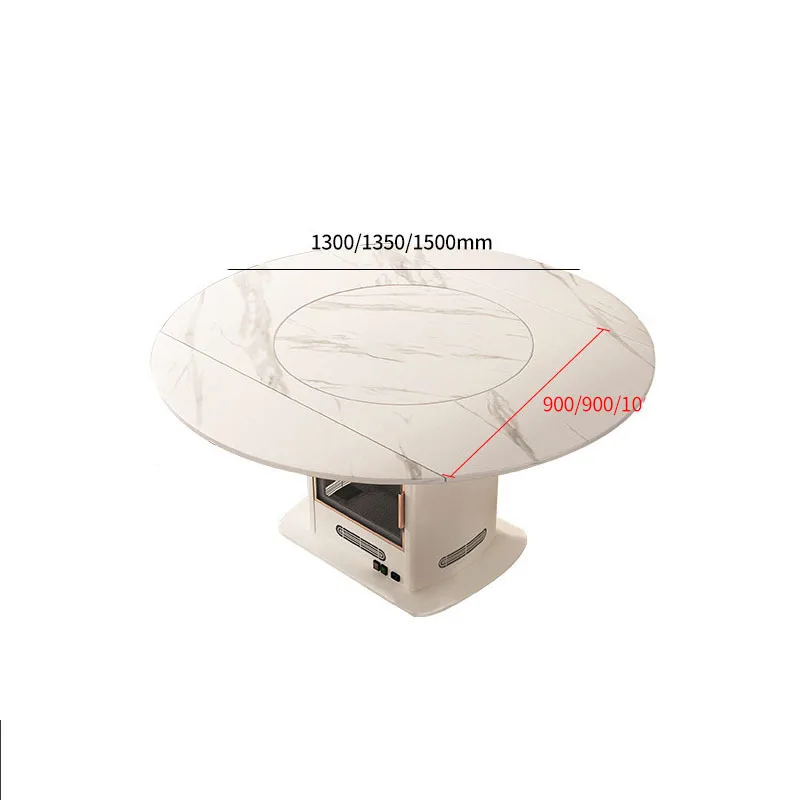 Cream wind rock slab fire table retractable inlaid turntable induction cooker