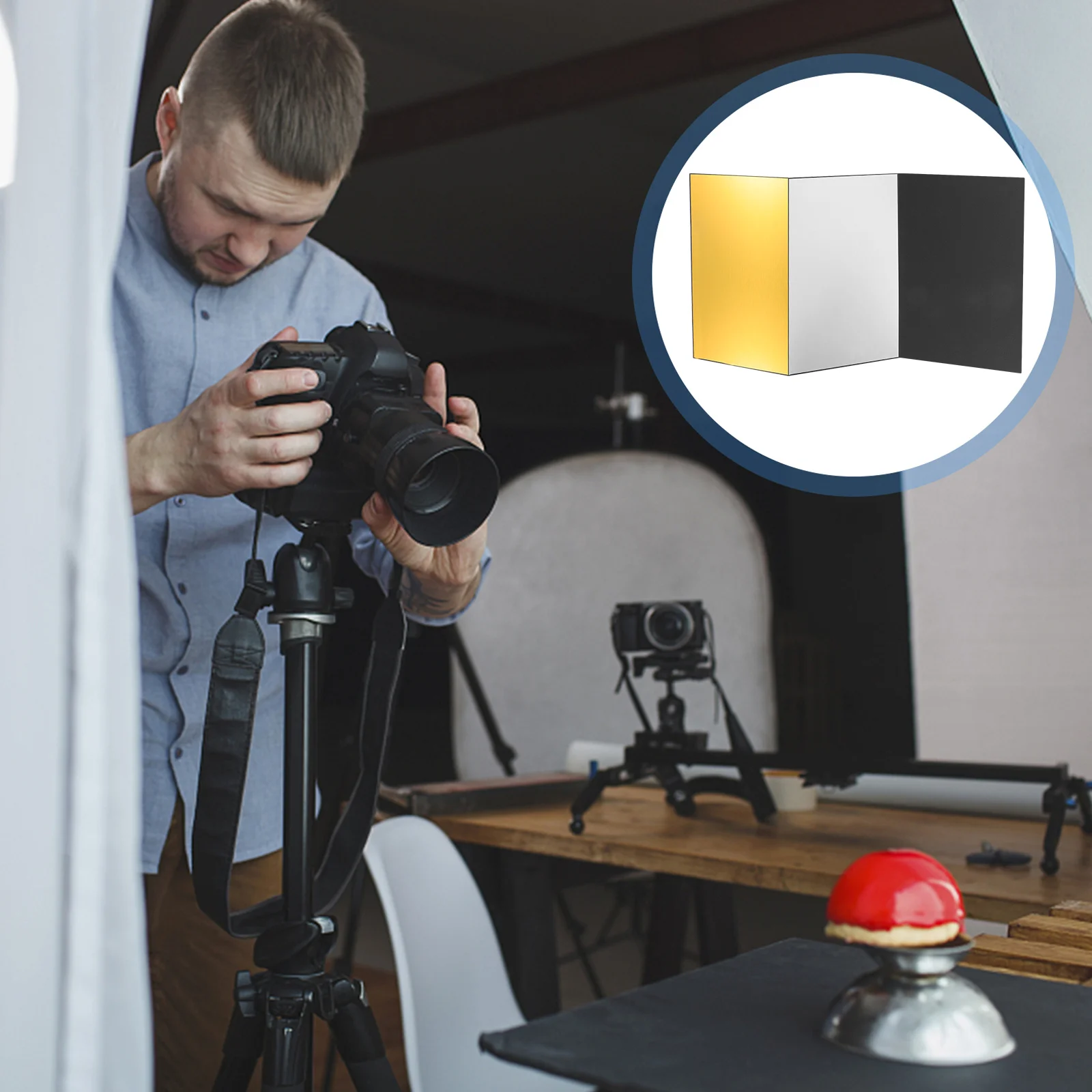 لوحة عاكسة مقاس A4 للتصوير الفوتوغرافي للمجوهرات باللون الأبيض والأسود وموزع ضوء جانبي للاستوديو لا يزال الحياة