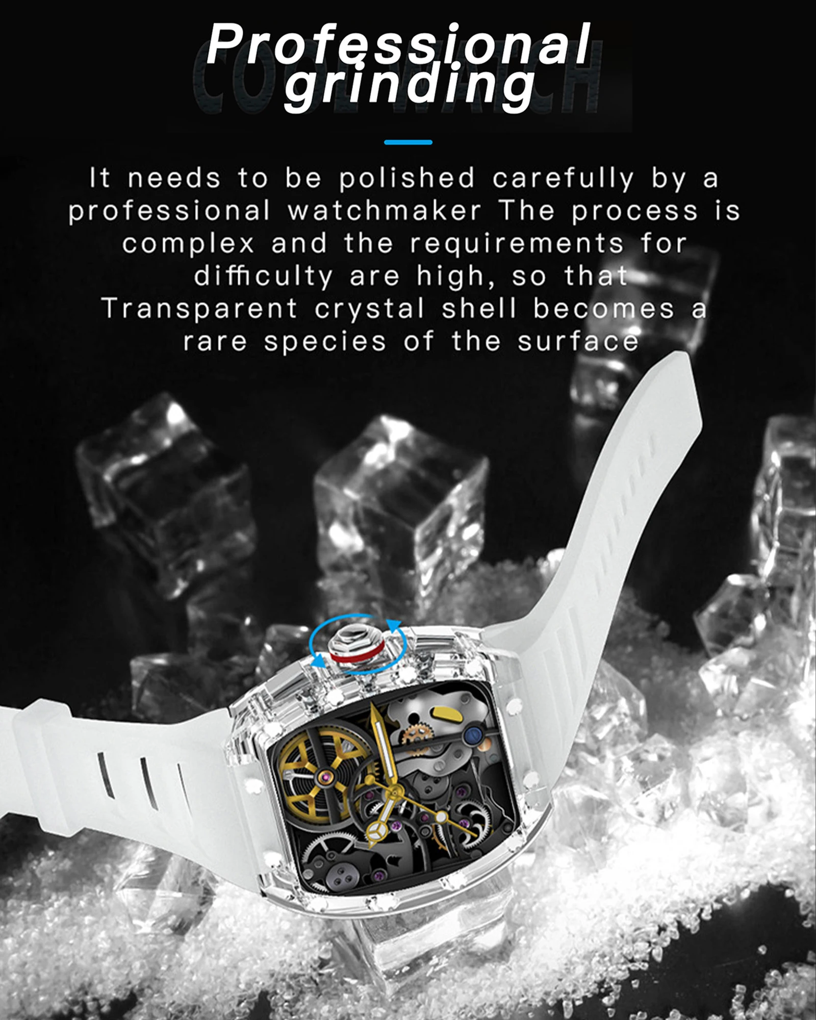 2024  New Outdoor Sports Rugged Smartwatch Crystal case Smart watch information push Multiple health functions Fashion watch