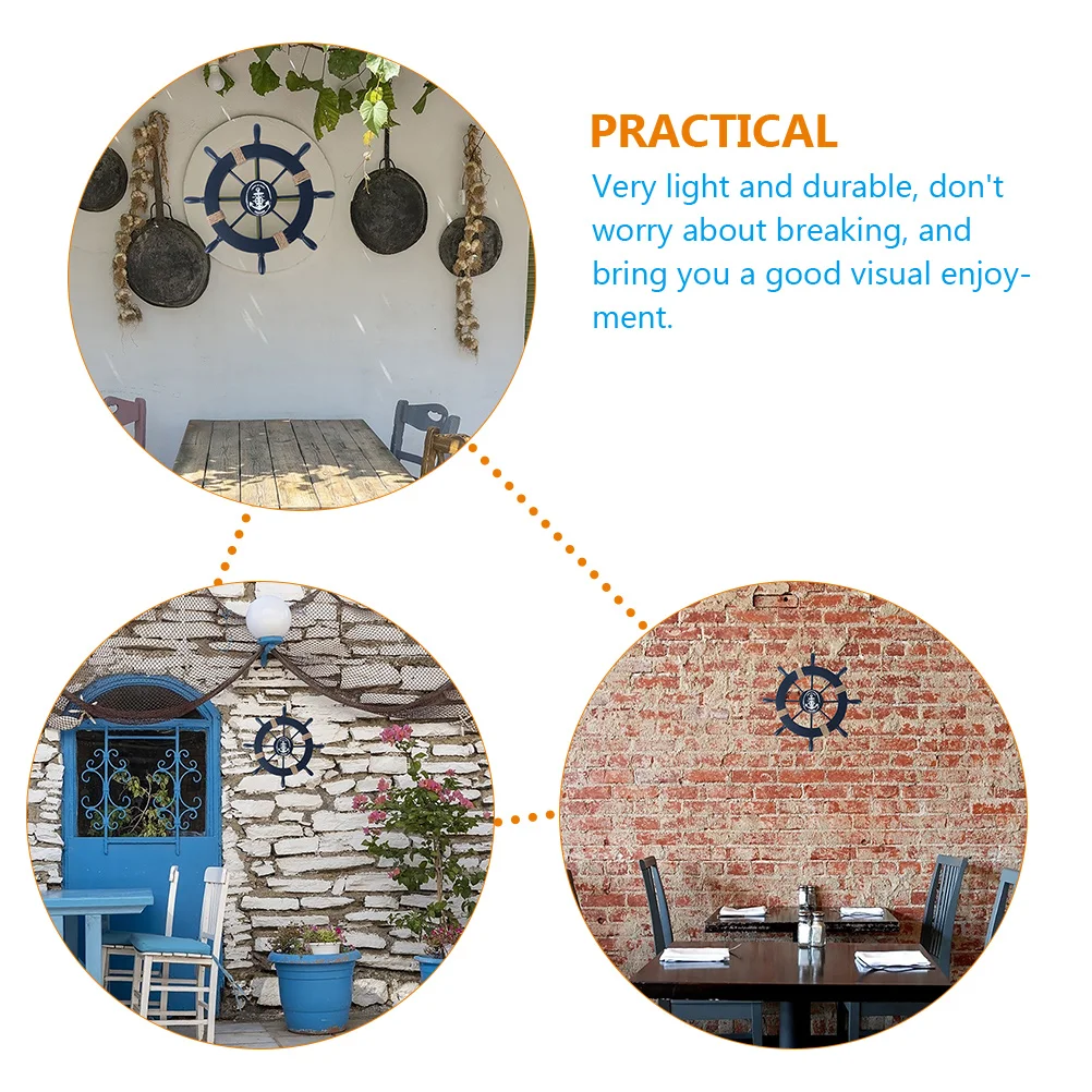 

2 Pcs Rudder Wall Decoration Retro Pendant Vintage Home Ornament Mediterranean Wooden Decorative Decorations