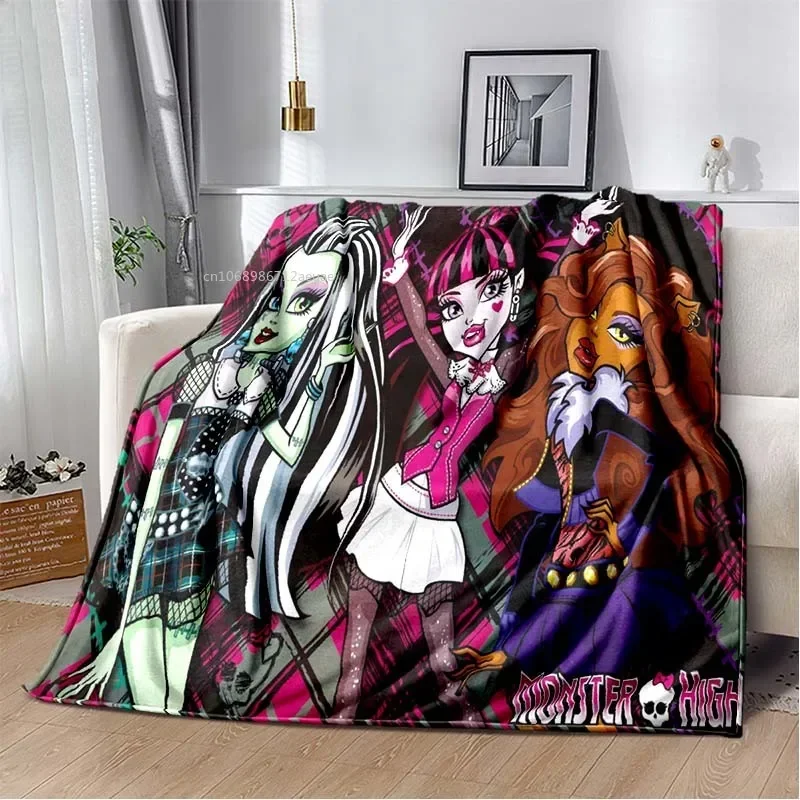 Monster High Blanket Cartoon Doll Fleece Plush Print Multifunction Lightweight Throw Blankets for Sofa Bedroom Bedspread