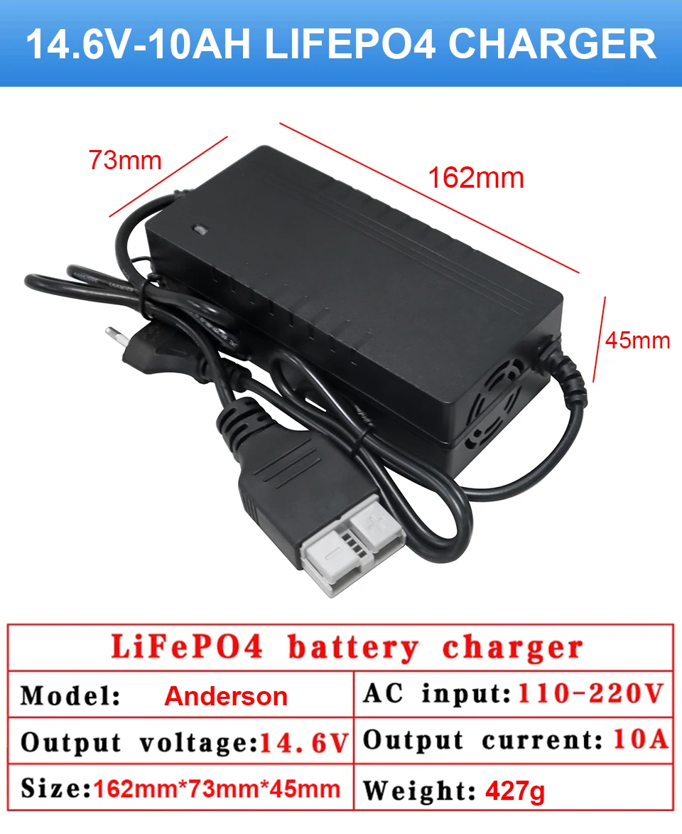 14.6V/12.8V 10A Lifepo4 Charger 110-220V 4S 12v High Power charger for Lithium iron phosphate Battery Pack