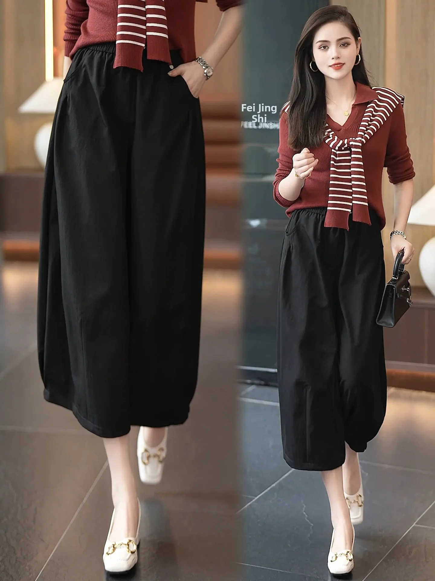 

Юбка А-силуэта с высокой талией женская, весна-осень 2026, новая, эластичная, повседневная, фасона «фонарь», с цветочным принтом, средней длины, в корейском стиле