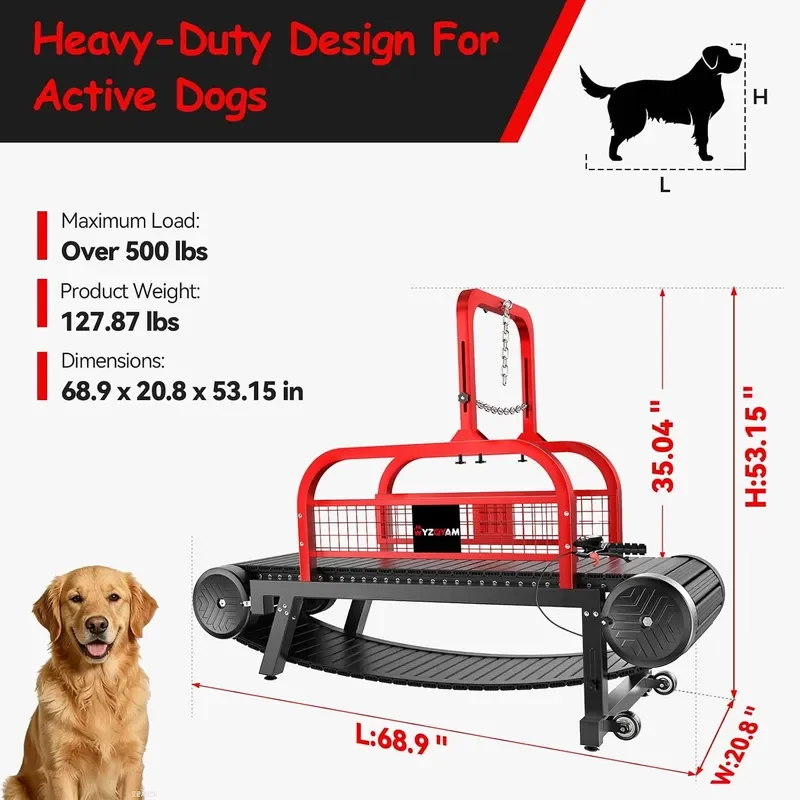 Medium Large Dog Treadmill with Brakes Speedometer Slope Adjustment for High Energy or Overweight Dogs