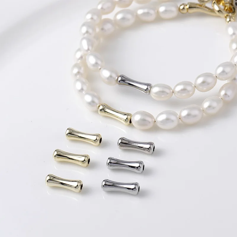 

5 штук медных бусин с позолотой 14К, имитирующих бамбук, для самостоятельного изготовления браслетов, ожерелий и других украшений