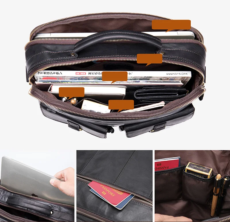 빈티지 패션 남자 가죽 어깨 가방 Crossbody 가방 탑 레이어 소 가죽 핸드백 남자 남성 서류 가방 가방에 대한 비즈니스 가방