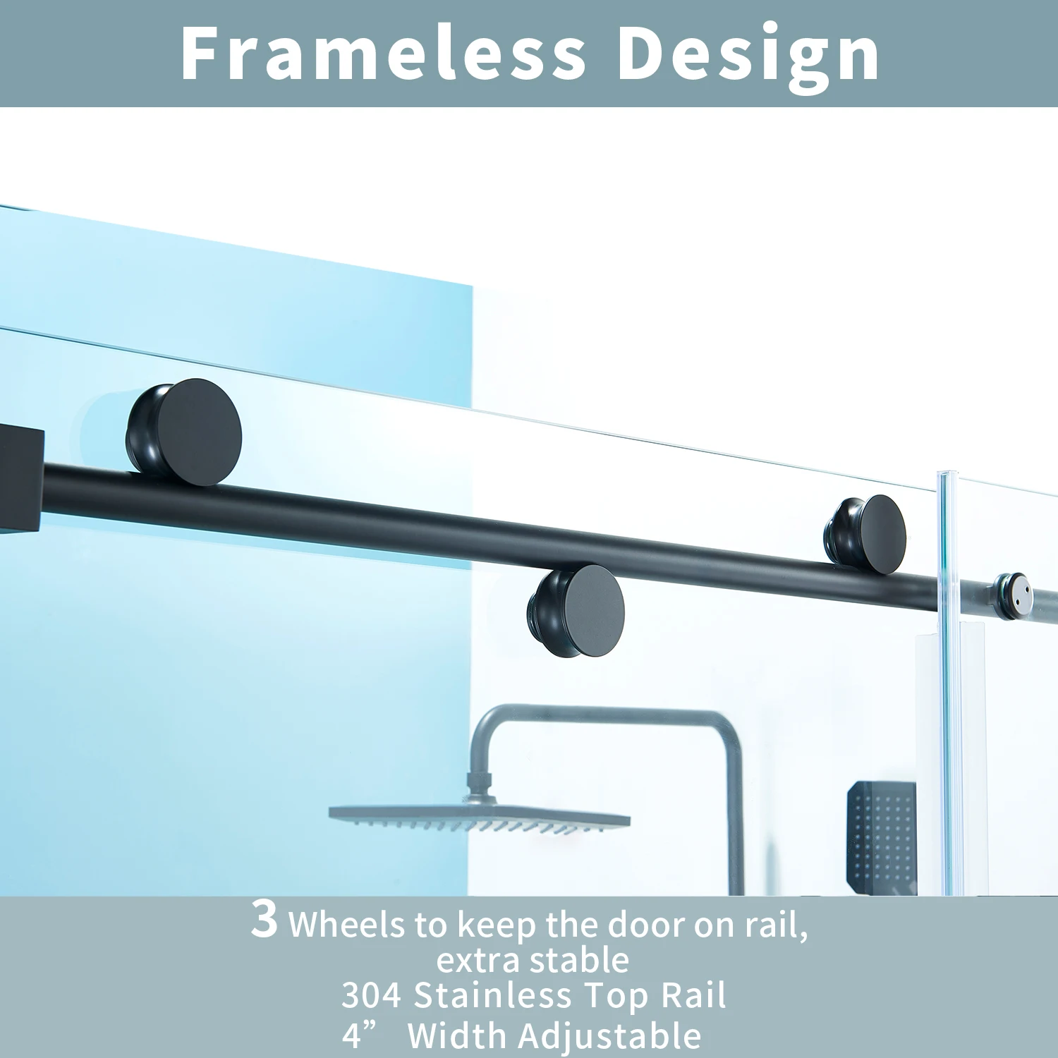 O01-56" - 60" W x 76" H Frameless Soft-closing Single Sliding Shower Door, 5/16" (8mm) Tempered Glass with Easy-cleaning Coating