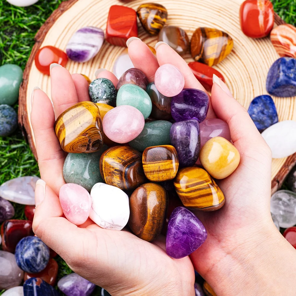 Natural Crystal Rolling Stone 2-3cm Gravel Tumbled Stone Healing Crystal Topaz Polished Rolling Stone Aquarium flowerpot Decorte