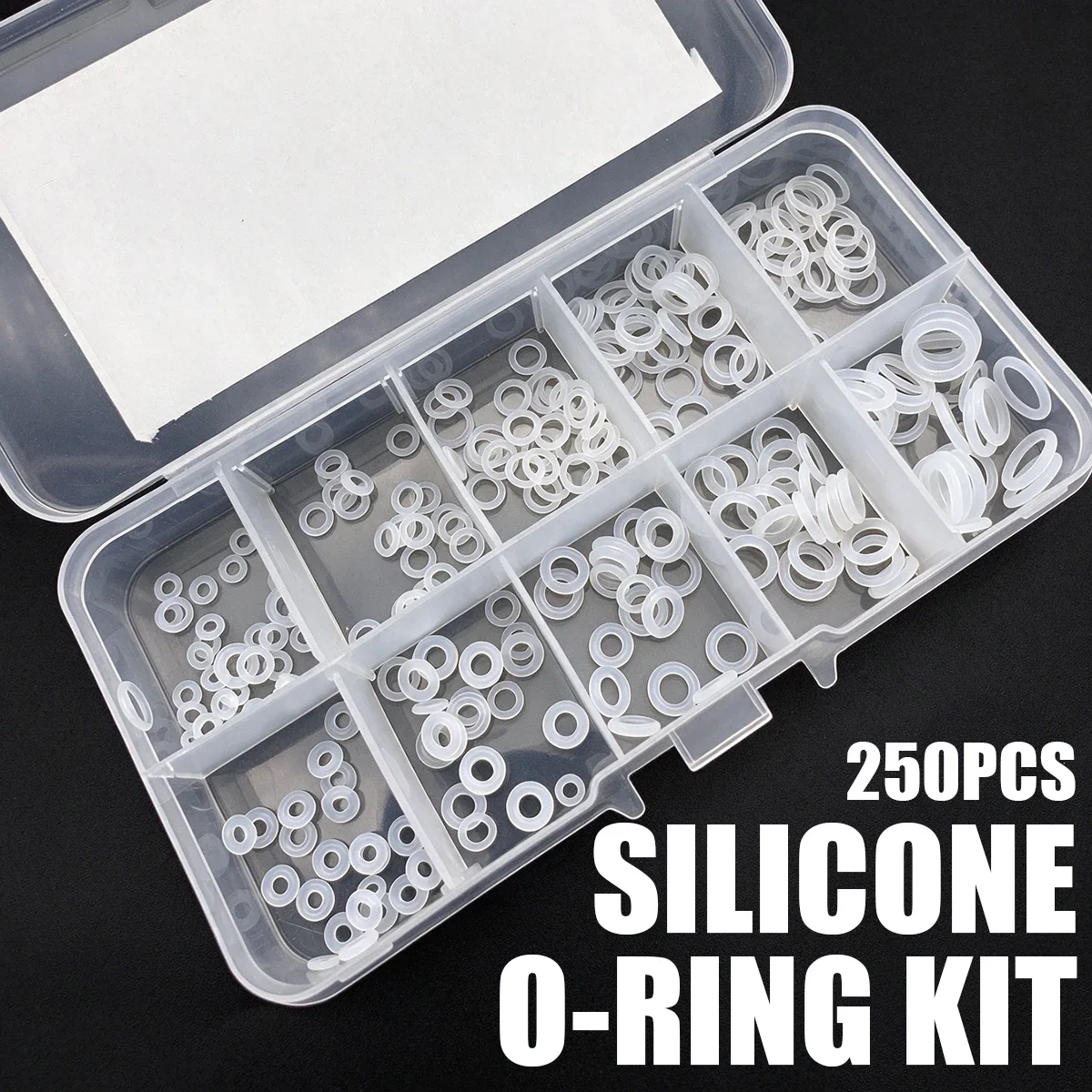 250 Pieces of White Silicone Sealing O-ring Kit CS1/1.5mm, Resistant to High Temperature, Oil and Aging, Pipeline Sealing Kit.