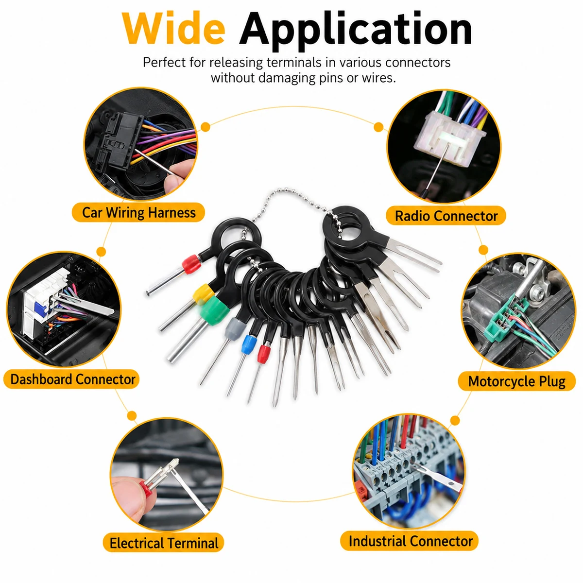 Yitong Automotive Depinning Tool Kit Electrical Connector Terminal Removal Pin Extractor Tool Set for Car Wire Harness Repair - view 5