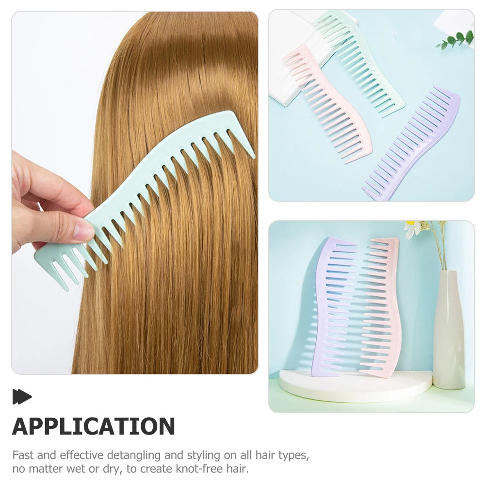 

6 pcs Wide Teeth Oil Comb for Detangling Men Women Curly Hair Portable Lightweight Plastic Combs Styling Comb for Hair Friction