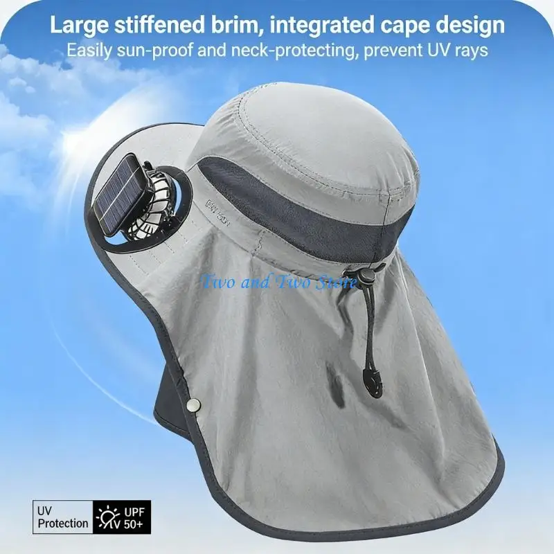 

HX6F Solar Charged Sun Hat With Controllable Fan Moisture Wicking Fabric For Gardening Hiking Beach Activity