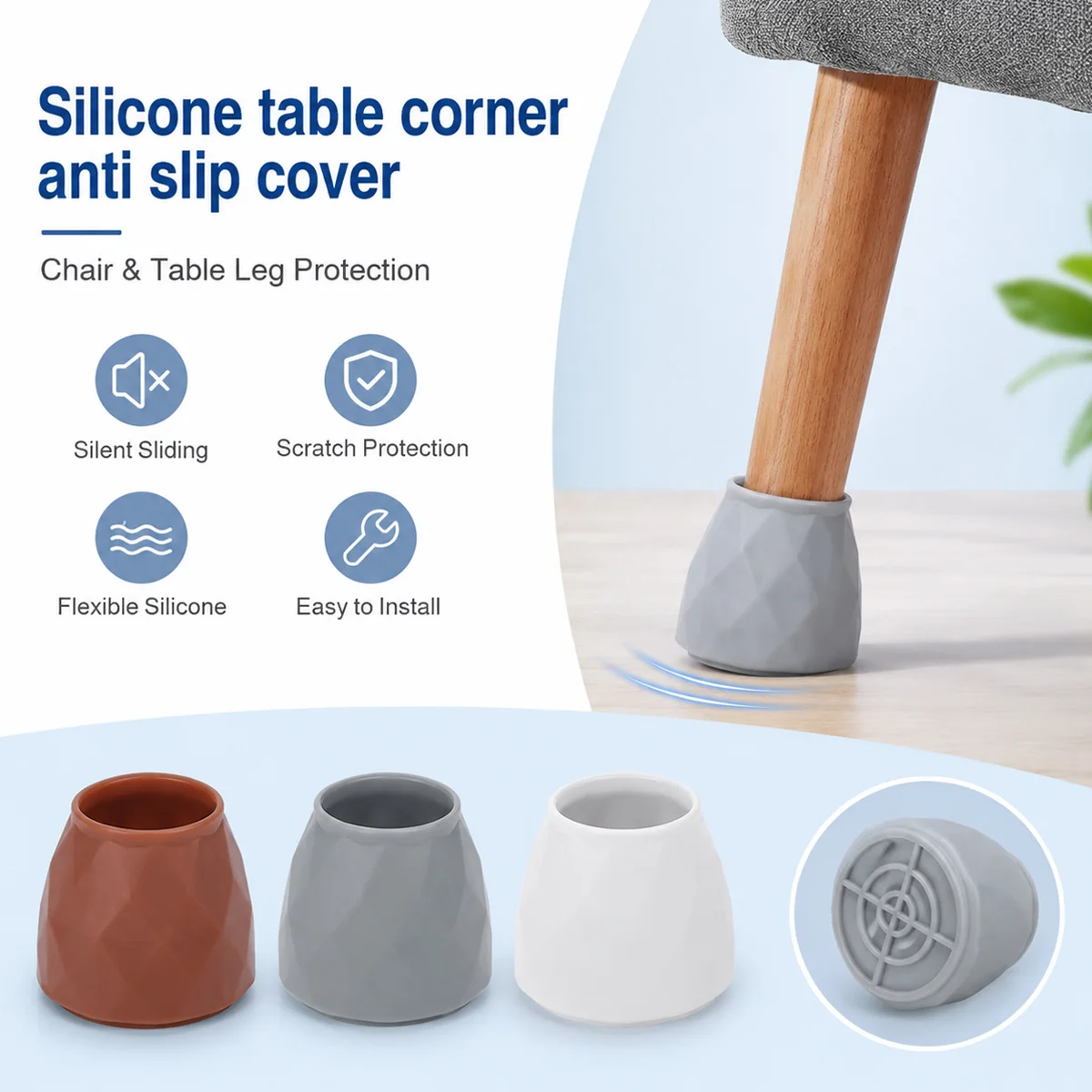 4pcs Table Leg Protection Covers Anti Slip Furniture Sofas Tables And Chairs Foot Covers Floor Protection Covers Household Use