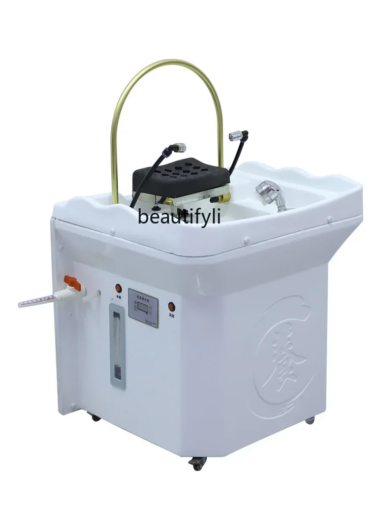 Mobile Head Therapy Machine Water Circulation Fumigation Head Therapy Shampoo Basin Beauty Massage Bed Shampoo Special Basin