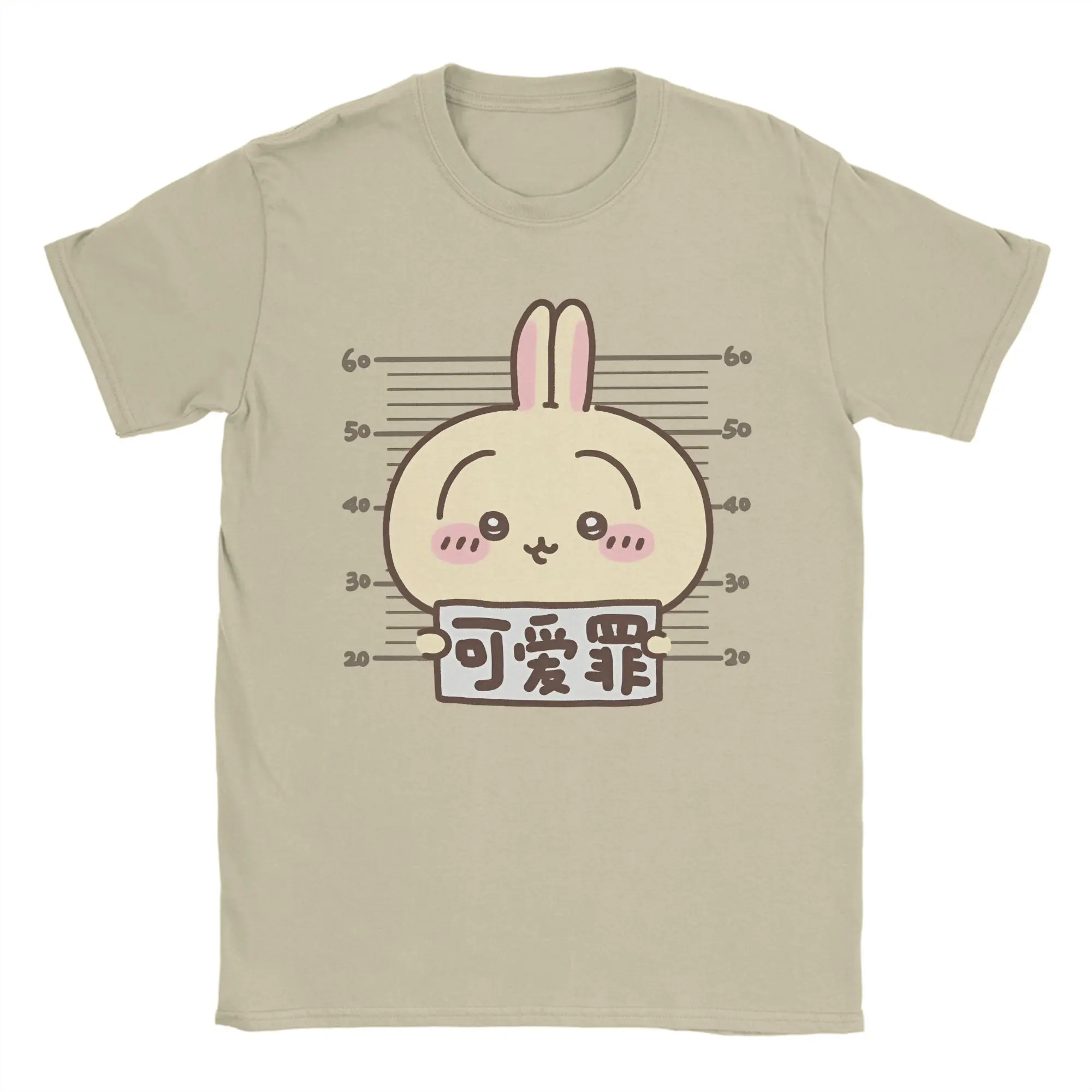 

Chiikawa Usagi Cute Crime Mugshot T-Shirts Cool Cotton Tee Shirt Round Collar Short Sleeve T Shirt Plus Size Clothing