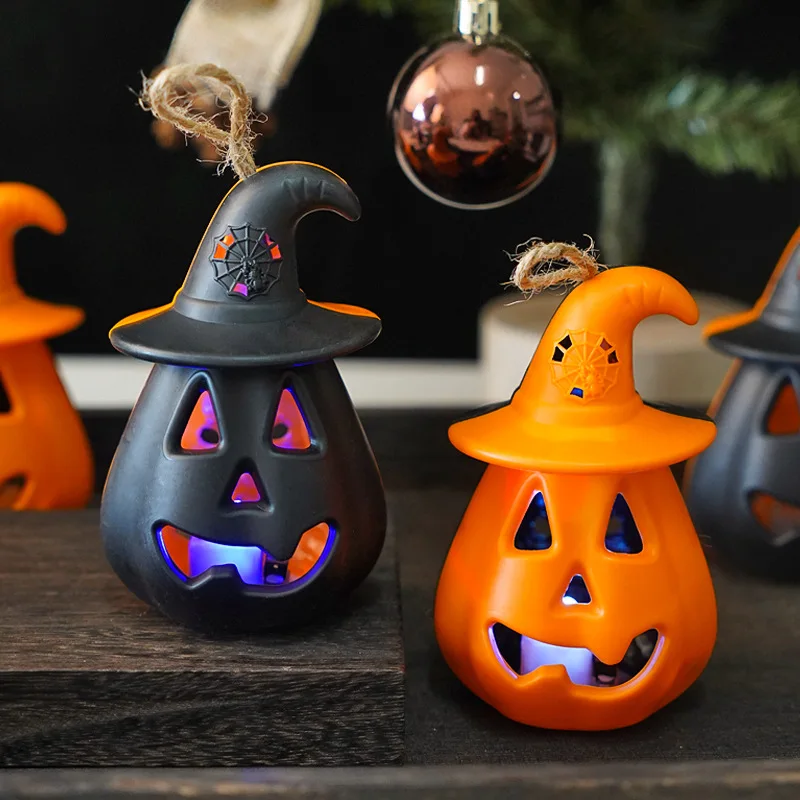 Halloween Pumpkin Skull Lantern Battery Powered Portable LED Night Light Kids Room Decor Desk Lamps Spooky Gift for Boys Girls
