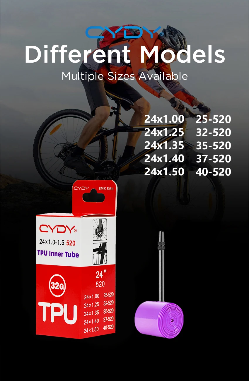 CYDY Fahrrad-TPU-Schlauch 24 Zoll 520 24x1 1.25 1.35 1.4 1.5 Zoll Ventillänge 45mm Reifenkamera BMX Fahrradreifen Fahrradteile 3 – Detail 2