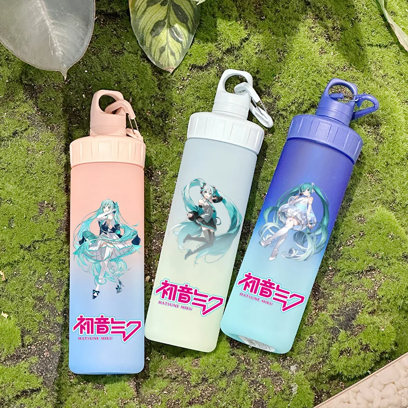 600ml Hatsune Miku Large Capacity Childrens Water Cup Gradient Graduated Cup Plastic Portable Sports Mountaineering Water Cup