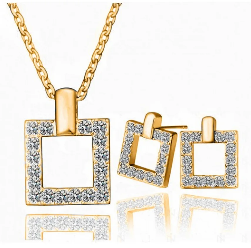 

Fashion Accessories set quality small accessories austria crystal stud earring necklace Jewelry set